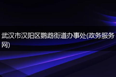 武汉市汉阳区鹦鹉街道办事处(政务服务网)