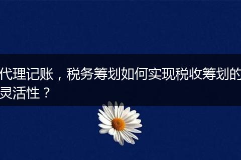 代理记账，税务筹划如何实现税收筹划的灵活性？