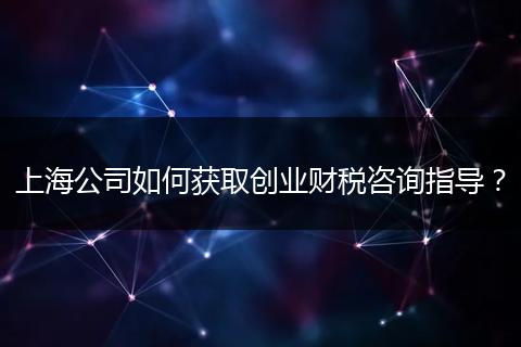 上海公司如何获取创业财税咨询指导？