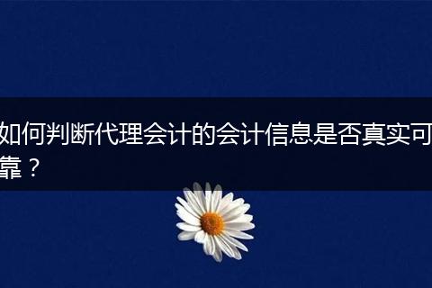如何判断代理会计的会计信息是否真实可靠？
