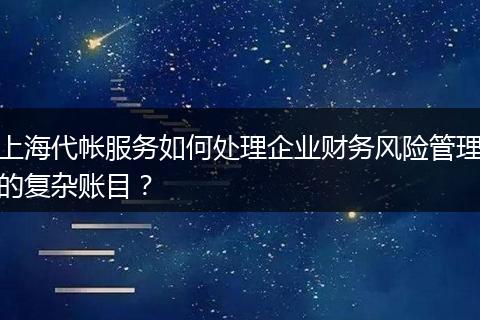 上海代帐服务如何处理企业财务风险管理的复杂账目？