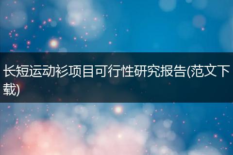 长短运动衫项目可行性研究报告(范文下载)