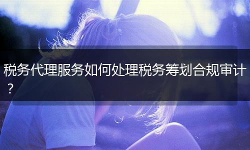 税务代理服务如何处理税务筹划合规审计？