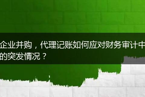 企业并购，代理记账如何应对财务审计中的突发情况？