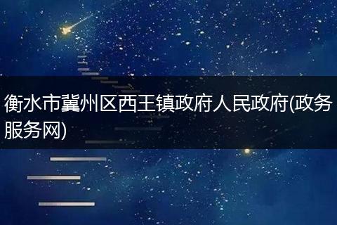 衡水市冀州区西王镇政府人民政府(政务服务网)