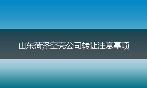 山东菏泽空壳公司转让注意事项