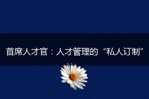 首席人才官：人才管理的“私人订制”
