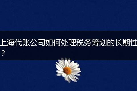 上海代账公司如何处理税务筹划的长期性？