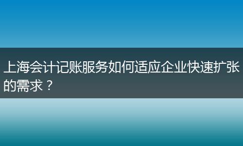 上海会计记账服务如何适应企业快速扩张的需求？