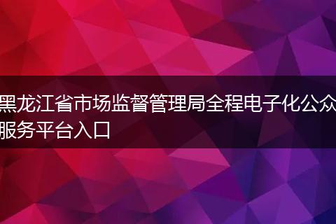 黑龙江省市场监督管理局全程电子化公众服务平台入口