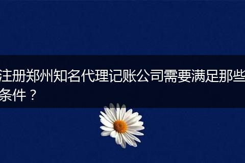 注册郑州知名代理记账公司需要满足那些条件？