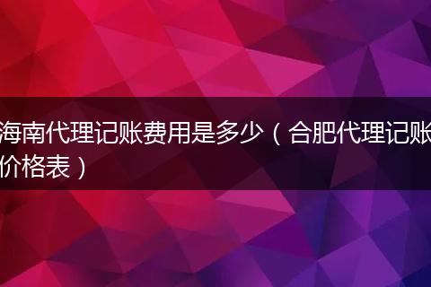 海南代理记账费用是多少(合肥代理记账价格表)