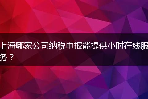 上海哪家公司纳税申报能提供小时在线服务？
