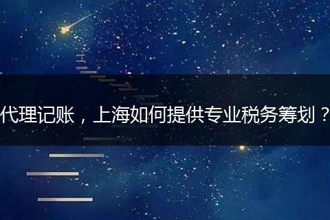 代理记账，上海如何提供专业税务筹划？