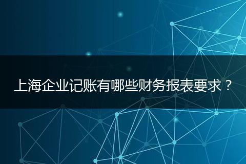 上海企业记账有哪些财务报表要求？