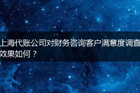 上海代账公司对财务咨询客户满意度调查效果如何？