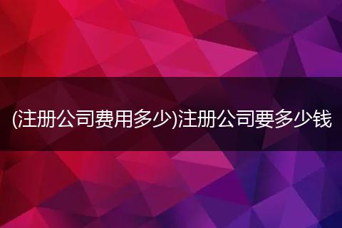 (注册公司费用多少)注册公司要多少钱