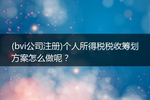 (bvi公司注册)个人所得税税收筹划方案怎么做呢？