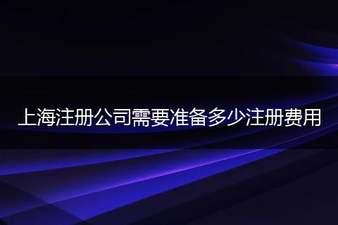上海注册公司需要准备多少注册费用