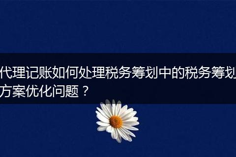 代理记账如何处理税务筹划中的税务筹划方案优化问题？