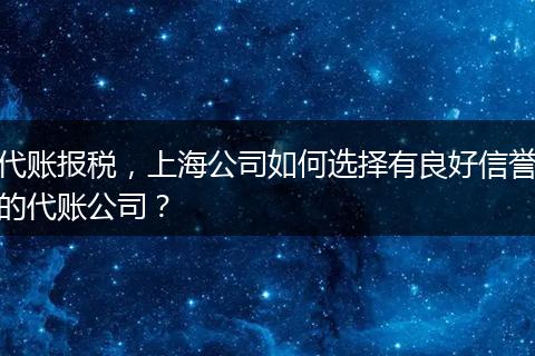 代账报税，上海公司如何选择有良好信誉的代账公司？