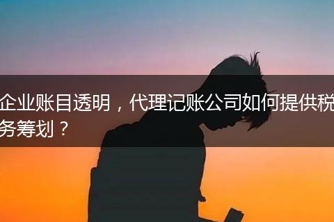 企业账目透明，代理记账公司如何提供税务筹划？