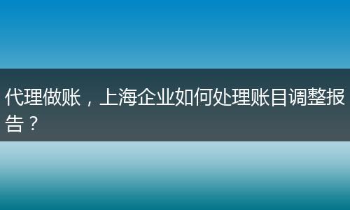 代理做账，上海企业如何处理账目调整报告？