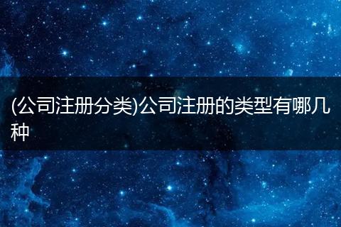 (公司注册分类)公司注册的类型有哪几种