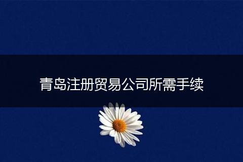 青岛注册贸易公司所需手续