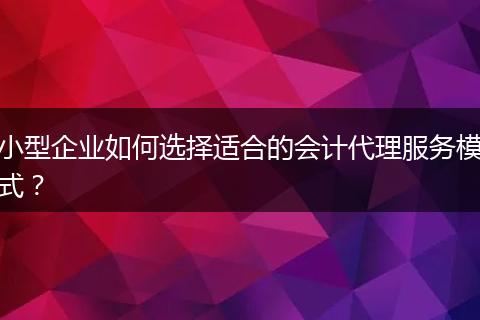 小型企业如何选择适合的会计代理服务模式？