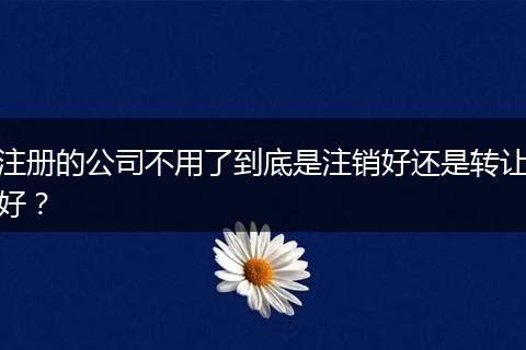 注册的公司不用了到底是注销好还是转让好？
