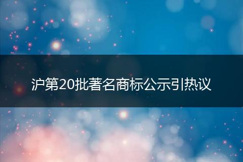 沪第20批著名商标公示引热议