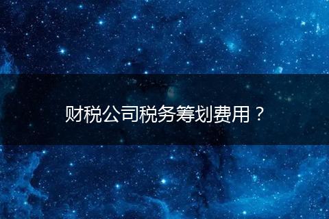 财税公司税务筹划费用？