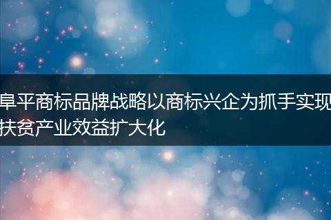 阜平商标品牌战略以商标兴企为抓手实现扶贫产业效益扩大化