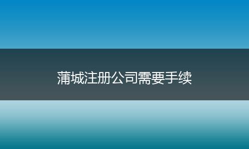 蒲城注册公司需要手续