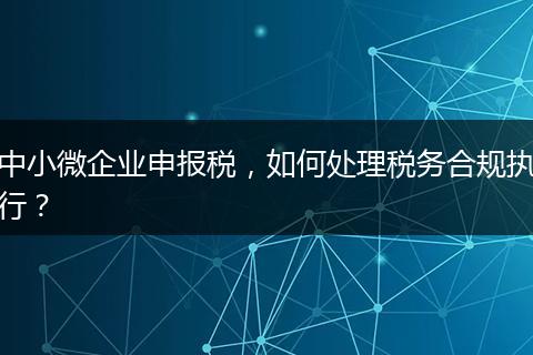 中小微企业申报税，如何处理税务合规执行？