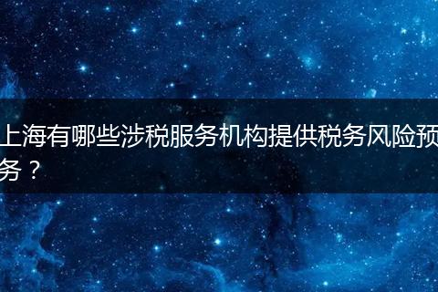 上海有哪些涉税服务机构提供税务风险预务？