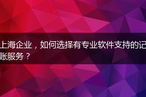 上海企业，如何选择有专业软件支持的记账服务？