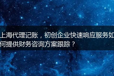 上海代理记账，初创企业快速响应服务如何提供财务咨询方案跟踪？