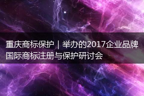 重庆商标保护｜举办的2017企业品牌国际商标注册与保护研讨会