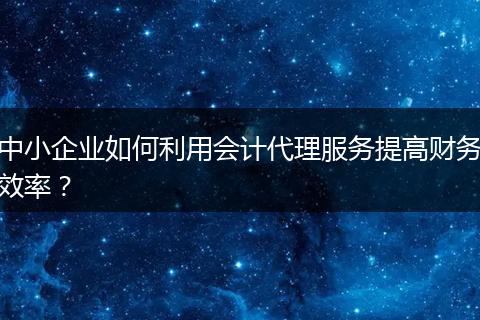 中小企业如何利用会计代理服务提高财务效率？