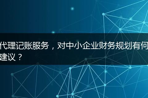 代理记账服务，对中小企业财务规划有何建议？