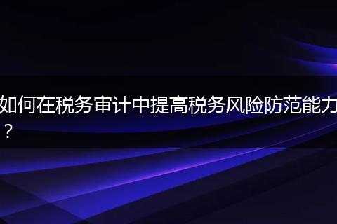 如何在税务审计中提高税务风险防范能力？
