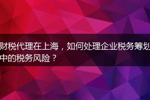 财税代理在上海，如何处理企业税务筹划中的税务风险？