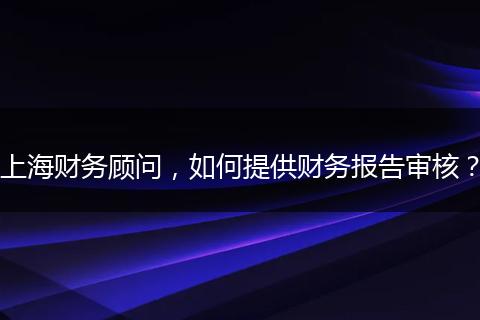 上海财务顾问，如何提供财务报告审核？