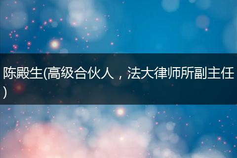 陈殿生(高级合伙人，法大律师所副主任)