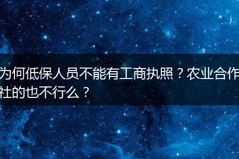 为何低保人员不能有工商执照?农业合作社的也不行么?