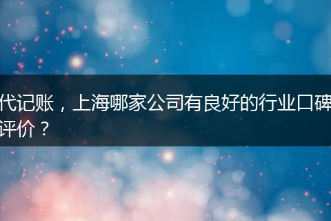 代记账，上海哪家公司有良好的行业口碑评价？