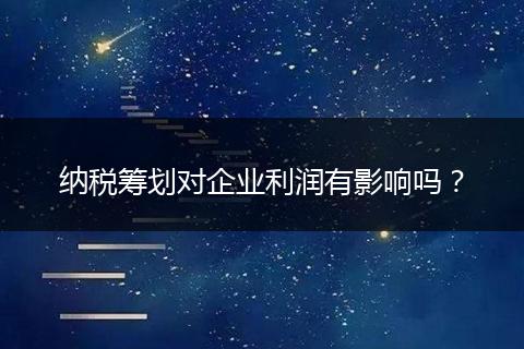 纳税筹划对企业利润有影响吗？