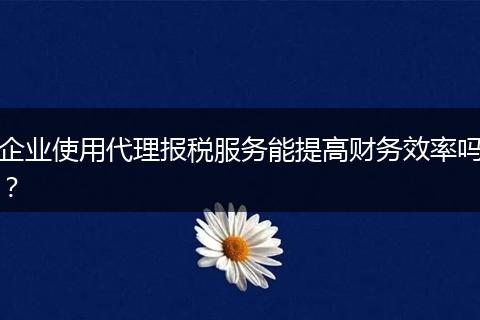 企业使用代理报税服务能提高财务效率吗？